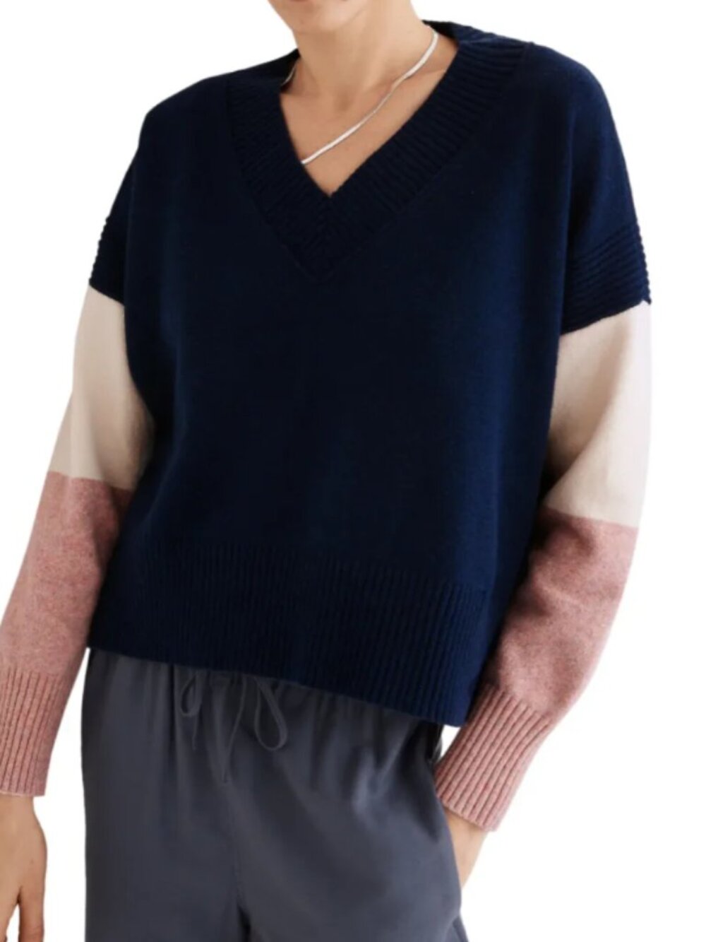 Madewell colorblock V-neck sweater